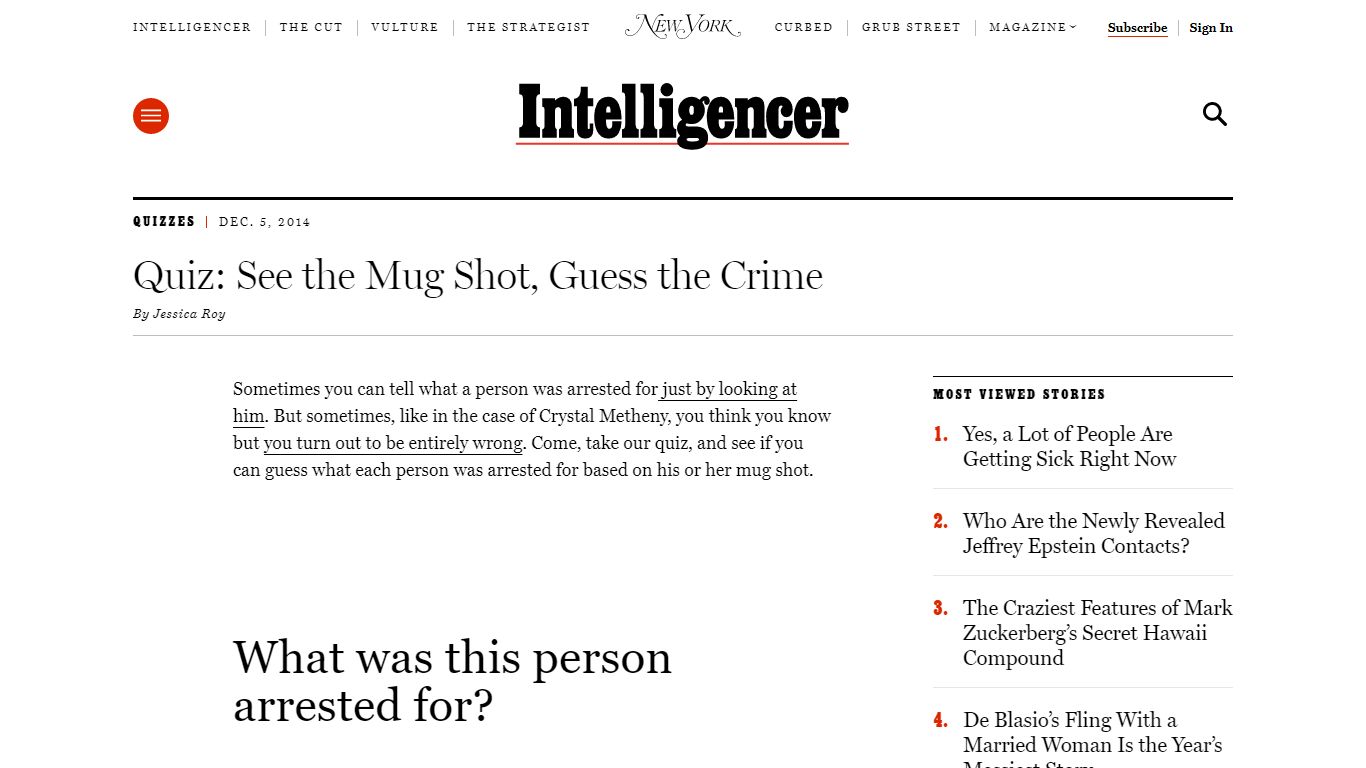 Quiz: See the Mug Shot, Guess the Crime - New York Magazine